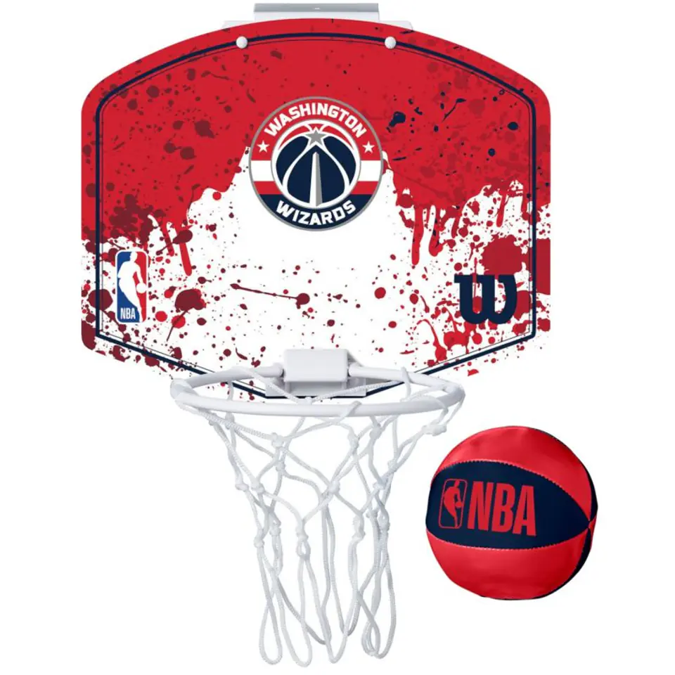 ⁨Tablica do koszykówki Wilson NBA Team Washington Wizards Mini Hoop (kolor Czerwony, rozmiar One size)⁩ w sklepie Wasserman.eu