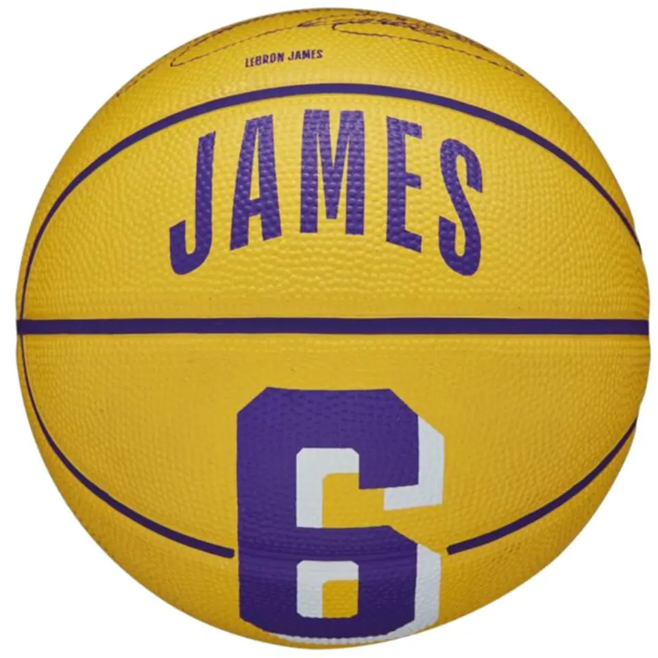 ⁨Piłka do koszykówki Wilson NBA Player Icon LeBron James Mini Ball (kolor Żółty, rozmiar 3)⁩ w sklepie Wasserman.eu