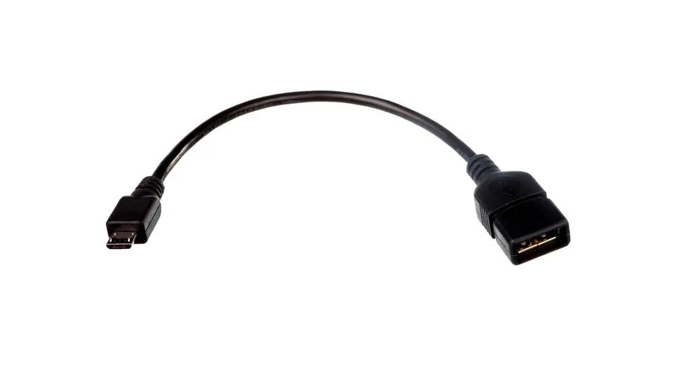 ⁨Kabel połączeniowy USB 2.0 OTG Typ microUSB B/USB A, M/Ż czarny 0,2m AK-300309-002-S⁩ w sklepie Wasserman.eu