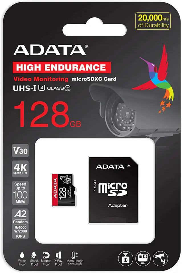 ⁨ADATA | AUSDX128GUI3V30SHA2-RA1 Memory Card | 128 GB | MicroSDXC | Flash memory class 10 | Adapter⁩ w sklepie Wasserman.eu