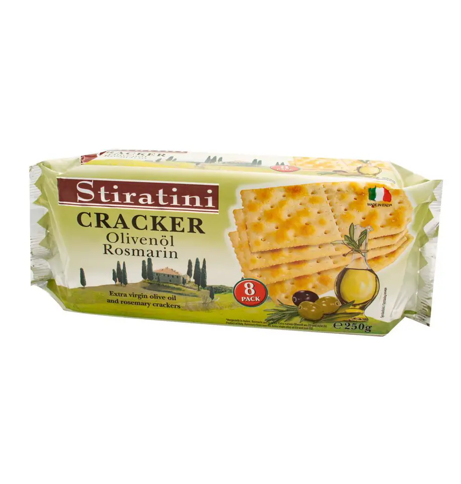 ⁨Stiratini Krakersy z Oliwą z Oliwek i Rozmarynem 250 g⁩ w sklepie Wasserman.eu