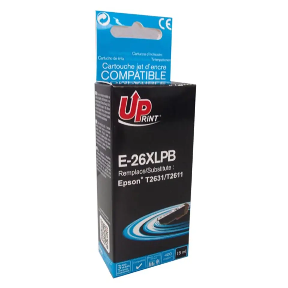 ⁨UPrint kompatybilny ink / tusz z C13T26314010, T263140, 26XL, E-26XLPB, photo black, 400s, 15ml⁩ w sklepie Wasserman.eu