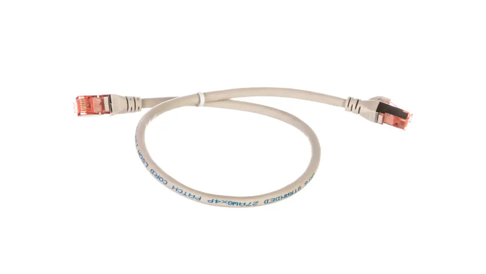 ⁨Kabel krosowy (Patch Cord) S/FTP kat.6 szary 0,5m DK-1644-005⁩ w sklepie Wasserman.eu