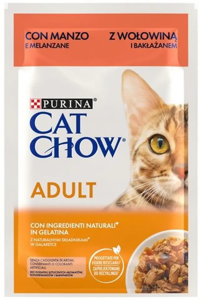 ⁨Purina Cat Chow Wołowina i bakłażan saszetka 85g⁩ w sklepie Wasserman.eu