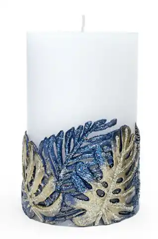 ⁨Świeca MONSTERA Walec duży 8x19,5cm parafinowa niebieska (zapachowa)⁩ w sklepie Wasserman.eu