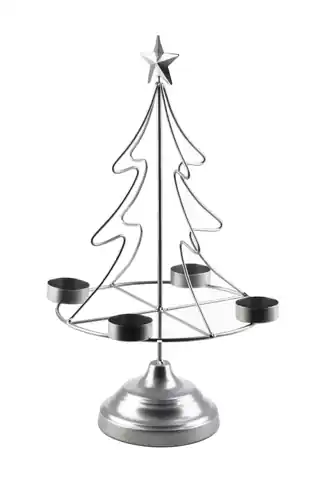 ⁨SANTA LILA Christmas tree candlestick 23,5x11xh38cm silver⁩ at Wasserman.eu