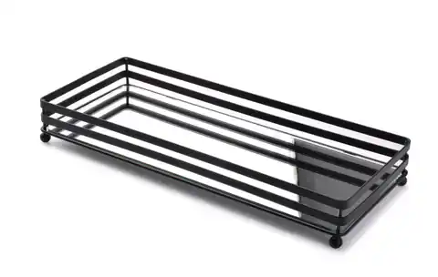 ⁨CEDRIC Stand tray 39x16xh5,5cm black with mirror⁩ at Wasserman.eu