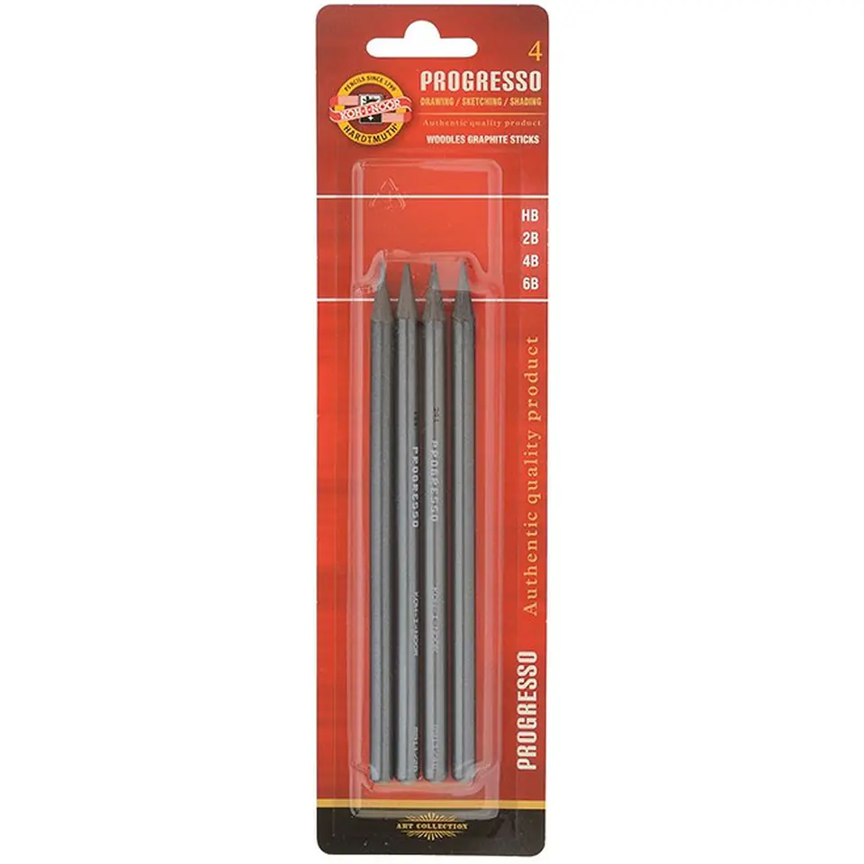 ⁨Ołówek PROGRESSO zestaw 4szt- HB,2B,4B,6B KOH-I-NOOR 9814⁩ w sklepie Wasserman.eu