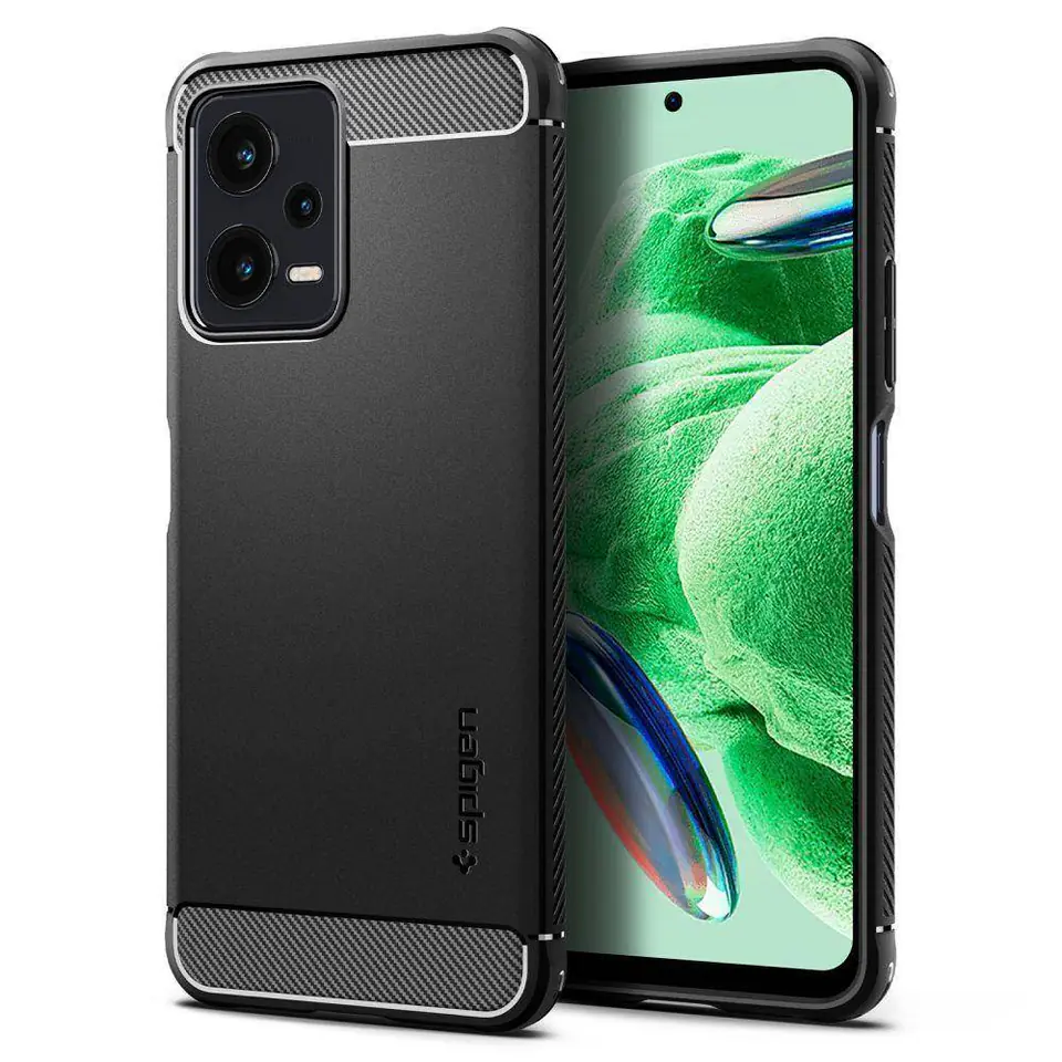 ⁨Etui XIAOMI REDMI NOTE 12 / POCO X5 5G Spigen Rugged Armor Matte czarne⁩ w sklepie Wasserman.eu