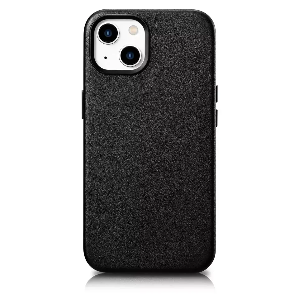 ⁨iCarer Case Leather pokrowiec etui z naturalnej skóry do iPhone 14 Plus czarny (kompatybilne z MagSafe)⁩ w sklepie Wasserman.eu