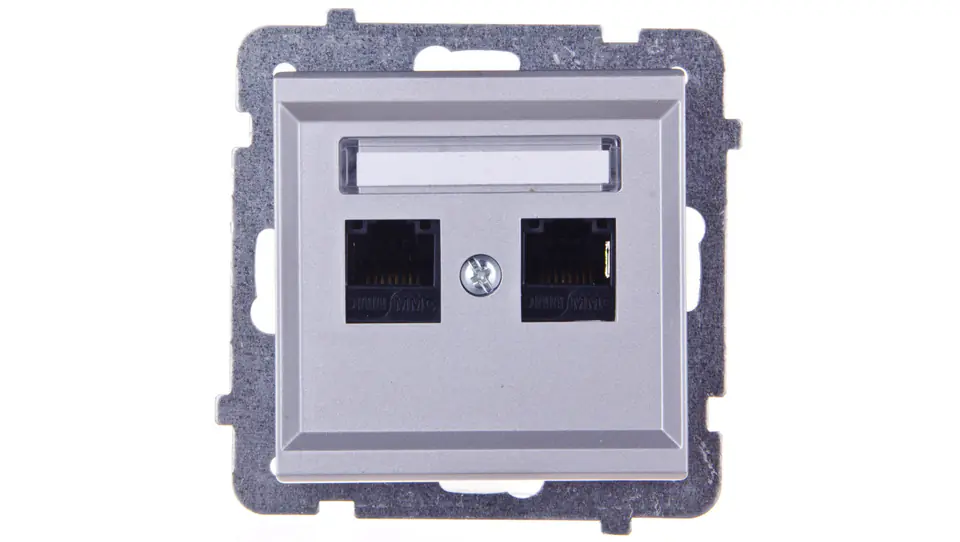 ⁨SONATA Computer socket double 2xRJ45 cat.5e silver matt KRONE GPK-2R/K/m/38⁩ at Wasserman.eu