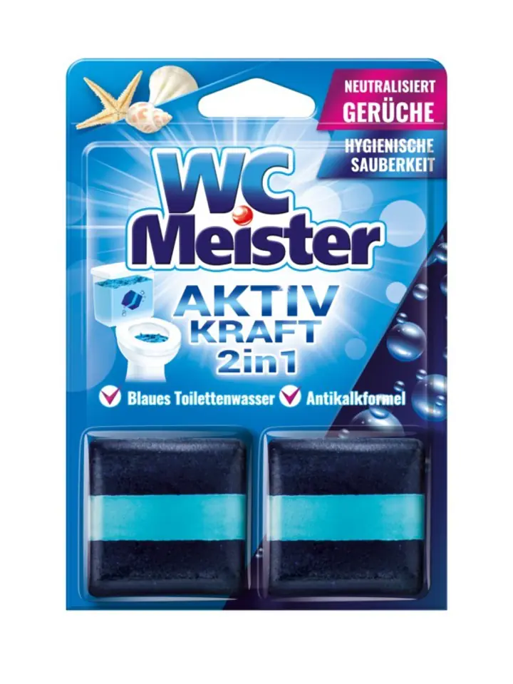 ⁨WC Meister Kostka barwiąca do spłuczki 2szt Morski 100g⁩ w sklepie Wasserman.eu