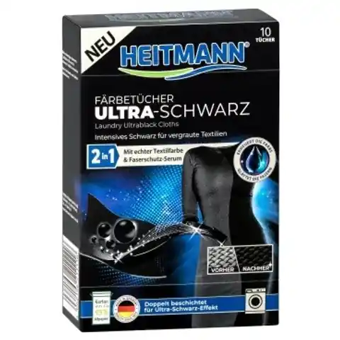 ⁨HEITMANN Chusteczki przywracające ultra czerń 10szt⁩ w sklepie Wasserman.eu