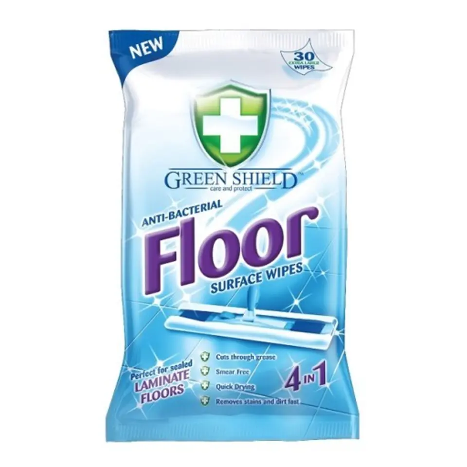 ⁨GREEN chusteczki do mycia podłóg 21szt XL SHIELD FLOOR WIPES⁩ w sklepie Wasserman.eu