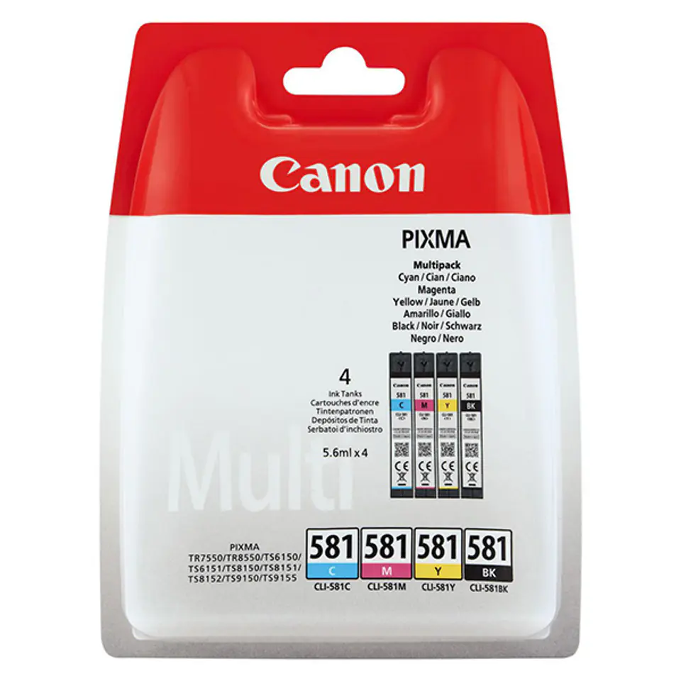 ⁨Canon oryginalny ink / tusz CLI581 CMYK Multi Pack, CMYK, blistr, 4*5,6ml, 2103C005, Canon 4-pack PIXMA TR8550,TS6150,TS6151,TS815⁩ w sklepie Wasserman.eu