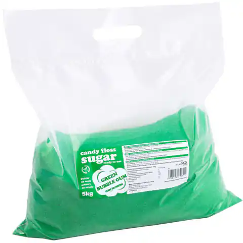 ⁨Kolorowy cukier do waty cukrowej zielony o smaku gumy balonowej 5kg⁩ w sklepie Wasserman.eu