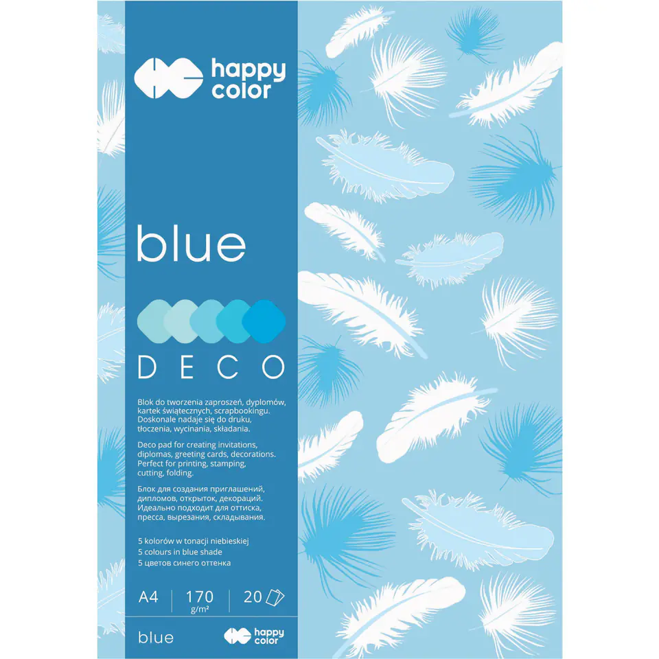 ⁨Blok A4 20k 170g 5 kolorów DECO BLUE HA 3717 2030-032 HAPPY COLOR⁩ w sklepie Wasserman.eu