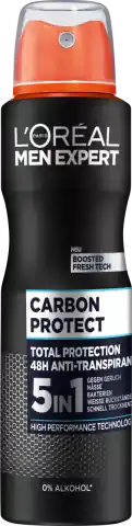 ⁨L'Oreal Carbon Protect 5 in 1 Antitranspirant Spray 150 ml⁩ w sklepie Wasserman.eu