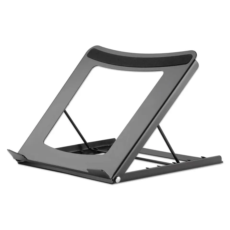 ⁨Manhattan Laptop and Tablet Stand, Adjustable (5 positions), Suitable for all tablets and laptops up to 15.6", Portable and Lightweight, Steel, Black, Lifetime Warranty⁩ at Wasserman.eu