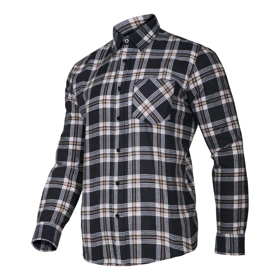 ⁨KOSZULA FLANELOWA KRATA GRANAT-BEŻ.,120G/M2,"2XL", CE, LAHTI⁩ w sklepie Wasserman.eu