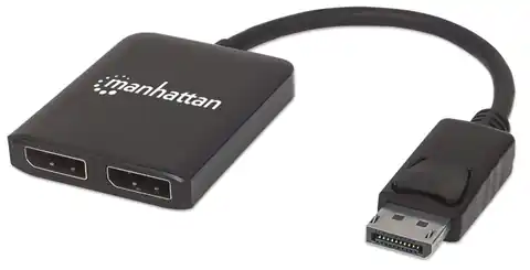 ⁨Manhattan DisplayPort 1.2 to 2-Port DisplayPort 1.2 Splitter Hub with MST, 4K@30Hz, USB-A Powered, Video Wall Function, Black, Three Year Warranty, Blister⁩ at Wasserman.eu