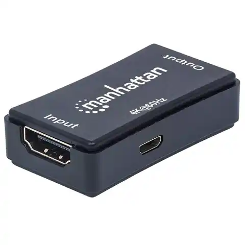 ⁨Manhattan HDMI Repeater, 4K@60Hz, Active, Boosts HDMI Signal up to 40m, Black, Three Year Warranty, Blister⁩ at Wasserman.eu