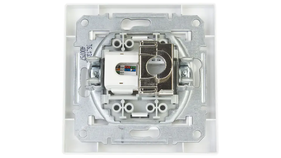 ⁨Gniazdo teleinformatyczne Asfora kat.5e RJ45 + RJ12 białe z ramką EPH4900121⁩ w sklepie Wasserman.eu