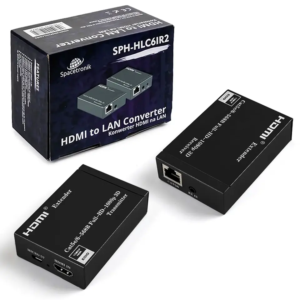 ⁨Konwerter HDMI na LAN Spacetronik SPH-HLC6IR2⁩ w sklepie Wasserman.eu