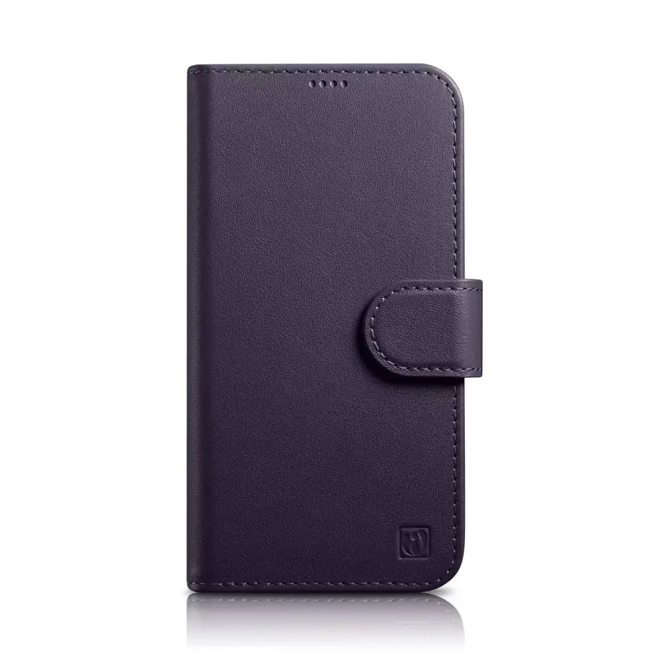 ⁨Etui na telefon iCarer Wallet Case 2in1 do iPhone 14 Pro Max skórzany pokrowiec z klapką Anti-RFID ciemnofioletowy⁩ w sklepie Wasserman.eu