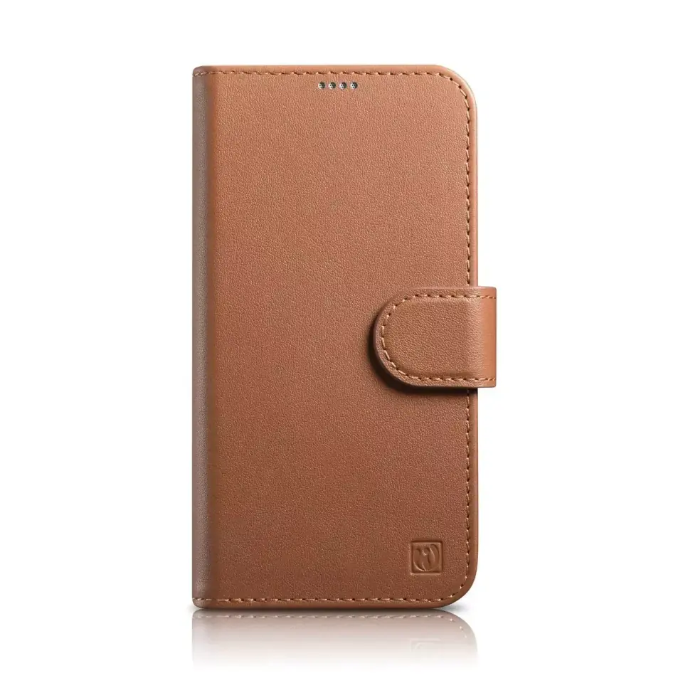 ⁨Etui na telefon iCarer Wallet Case 2in1 do  iPhone 14 Pro Max skórzany pokrowiec z klapką Anti-RFID brązowy⁩ w sklepie Wasserman.eu