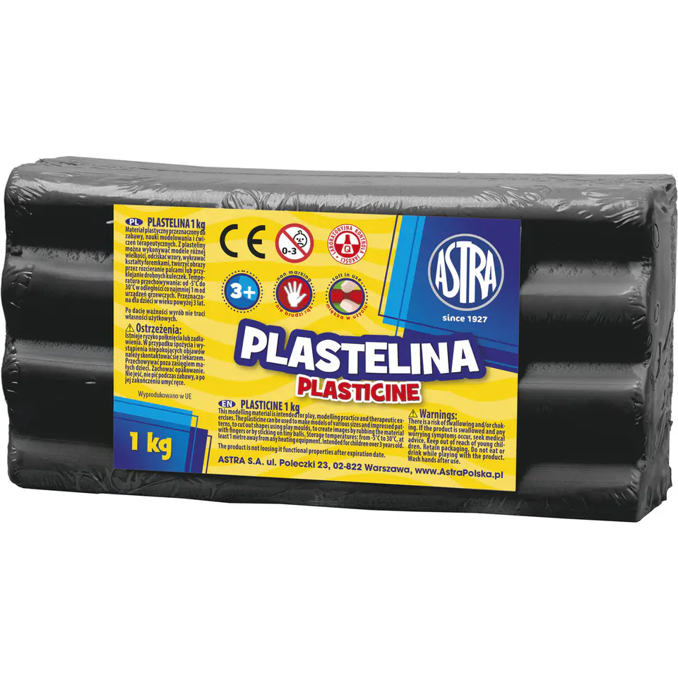 ⁨Plastelina szkolna dla dzieci 1kg czarna 303111024 ASTRA⁩ w sklepie Wasserman.eu