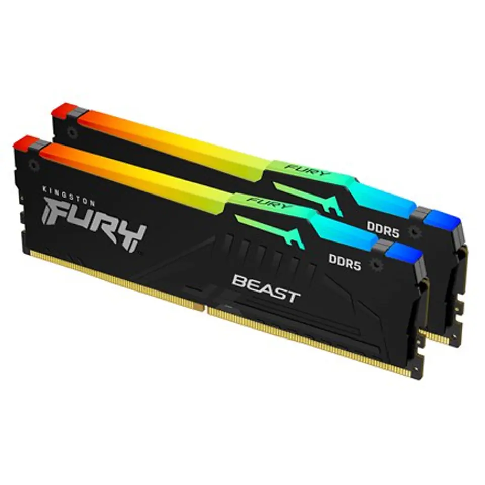 ⁨Zestaw Kingston Fury Beast RGB 16 (8 GB x 2) GB, DDR5, 5600 MHz, komputer PC/serwer, nr rejestracyjny, nr ECC, 2 x 8 GB⁩ w sklepie Wasserman.eu