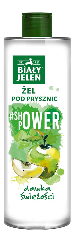 ⁨Biały Jeleń #Shower Power Żel pod prysznic odświeżający - Jabłko 400ml⁩ w sklepie Wasserman.eu