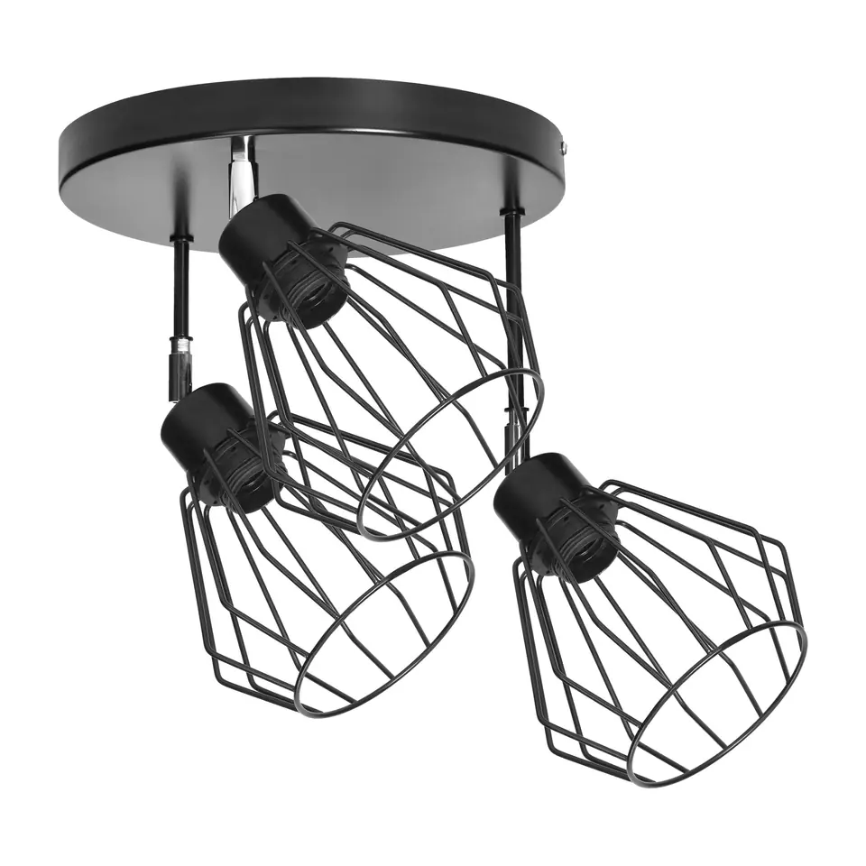 ⁨PINO oprawa ścienno-sufitowa, moc max. 3x60W, E27, czarna, podstawa okrągła, wielopoziomowa, ruchome głowice lampy⁩ w sklepie Wasserman.eu