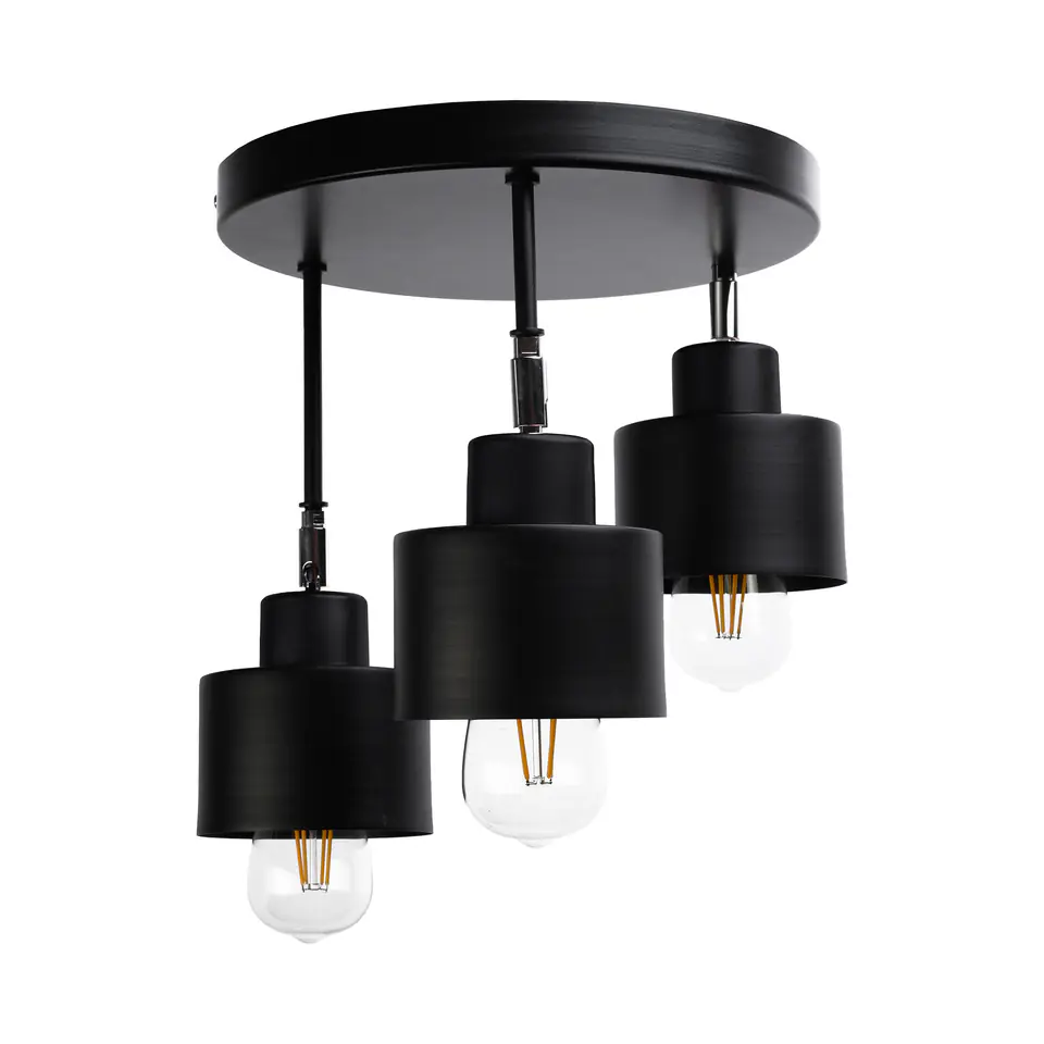⁨LISA oprawa ścienno-sufitowa, moc max. 3x60W, E27, czarna, podstawa okrągła, wielopoziomowa, ruchome głowice lampy⁩ w sklepie Wasserman.eu