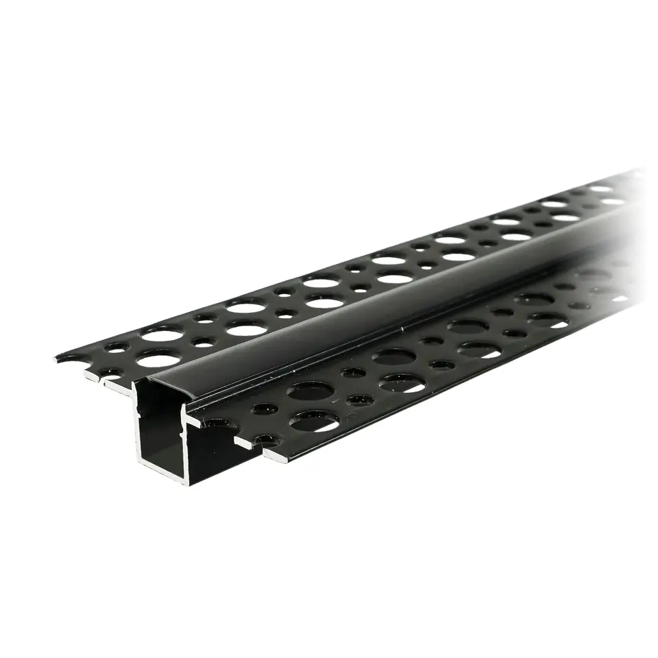 ⁨Profil aluminiowy do taśm LED, 2m, wpuszczany w karton gips, czarny, klosz matowy,  komplet 20 szt.⁩ w sklepie Wasserman.eu