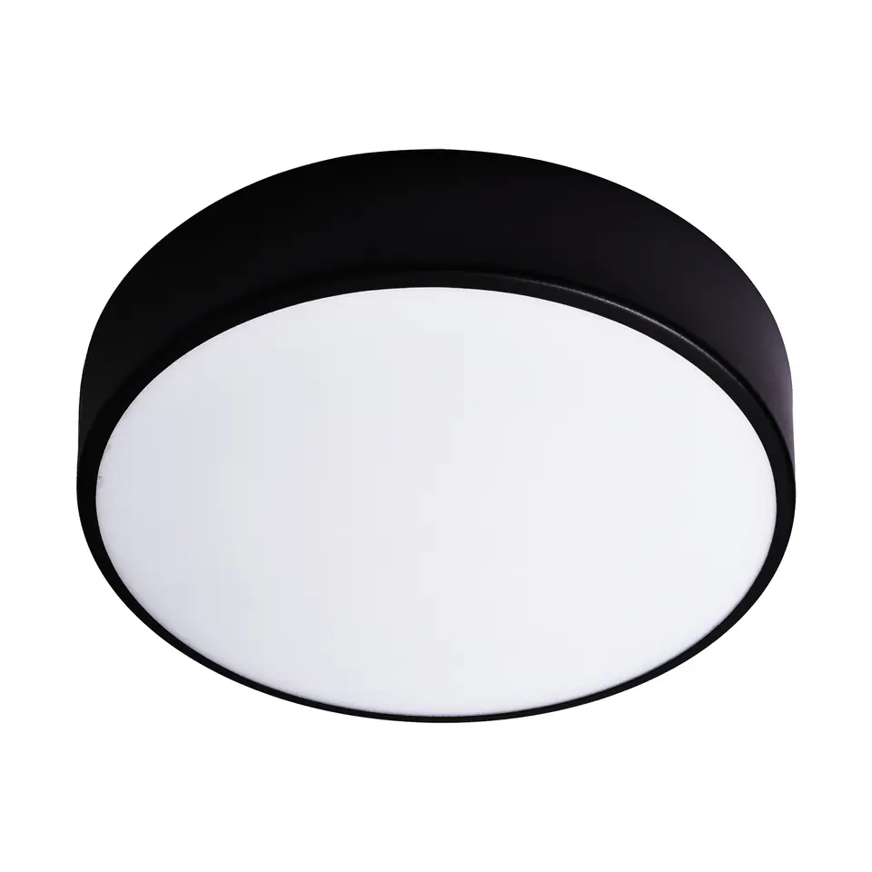 ⁨OVO plafon 4xE27, 4x24W, czarna stal, klosz szklany matowy, IP20, ? 500⁩ w sklepie Wasserman.eu