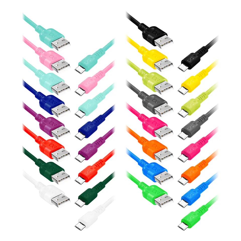 ⁨EXC Mobile kabel USB - micro USB WHIPPY, 2M, 3A, szybkie ładowanie, kolor mix⁩ w sklepie Wasserman.eu