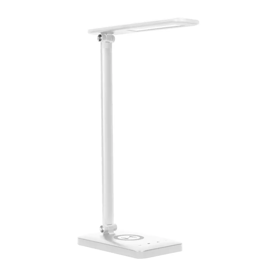 ⁨ISIYO LED 7W Lampka biurkowa z ładowarką indukcyjną i USB, 390lm, 3000-4000-6000K, zmiana temperatury barwowej i funkcja ściemniania,biała⁩ w sklepie Wasserman.eu