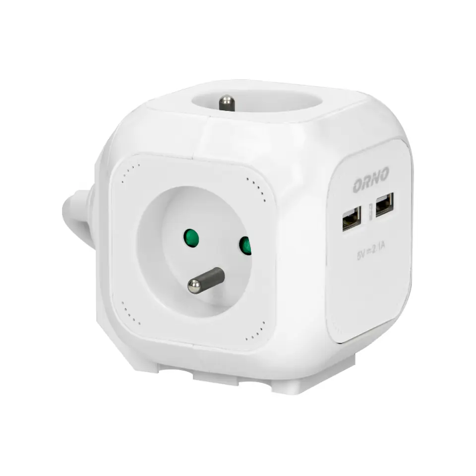 ⁨Przedłużacz 4 krotny 2P+Z, ładowarka 2xUSB, 1,4m H05VV-F 3x1mm2, biały⁩ w sklepie Wasserman.eu