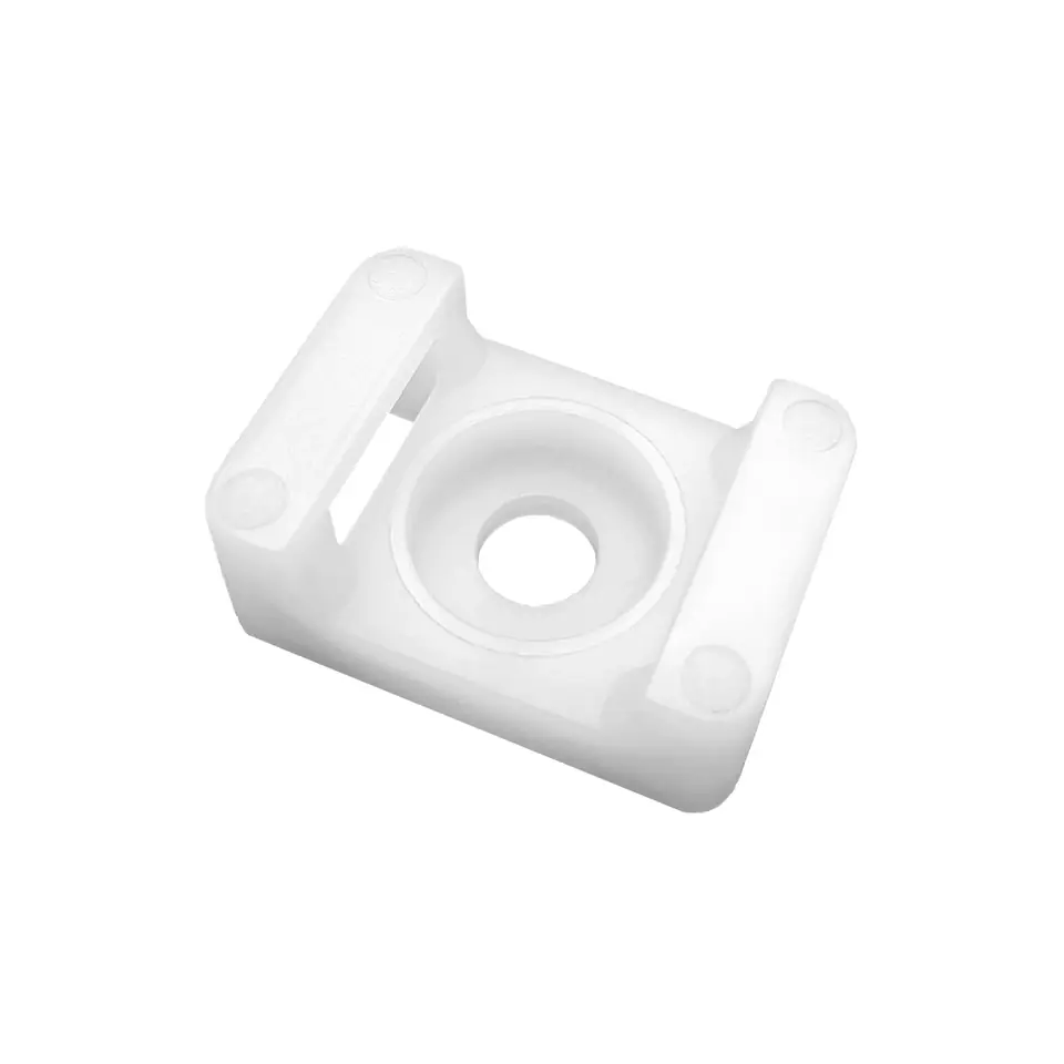 ⁨Cable tie holder, saddle, screw-on, 22x16 mm, mounting hole 6.8mm, white, 100 pieces⁩ at Wasserman.eu