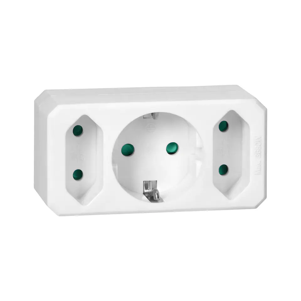 ⁨Rozgałęźnik 2x2P + 1x2P+Z (Schuko), biały⁩ w sklepie Wasserman.eu
