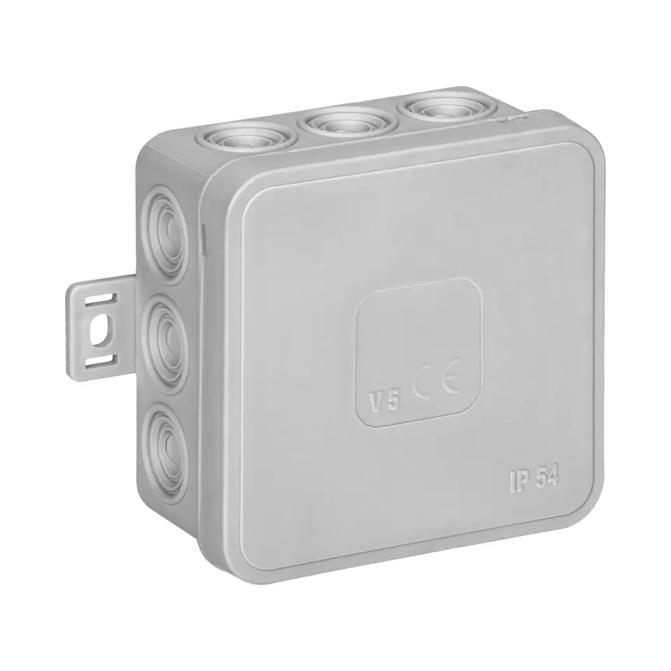 ⁨Puszka n/t CLICK, IP54, 12 przepustów, 75x75x41mm, szara, 66 szt.⁩ w sklepie Wasserman.eu