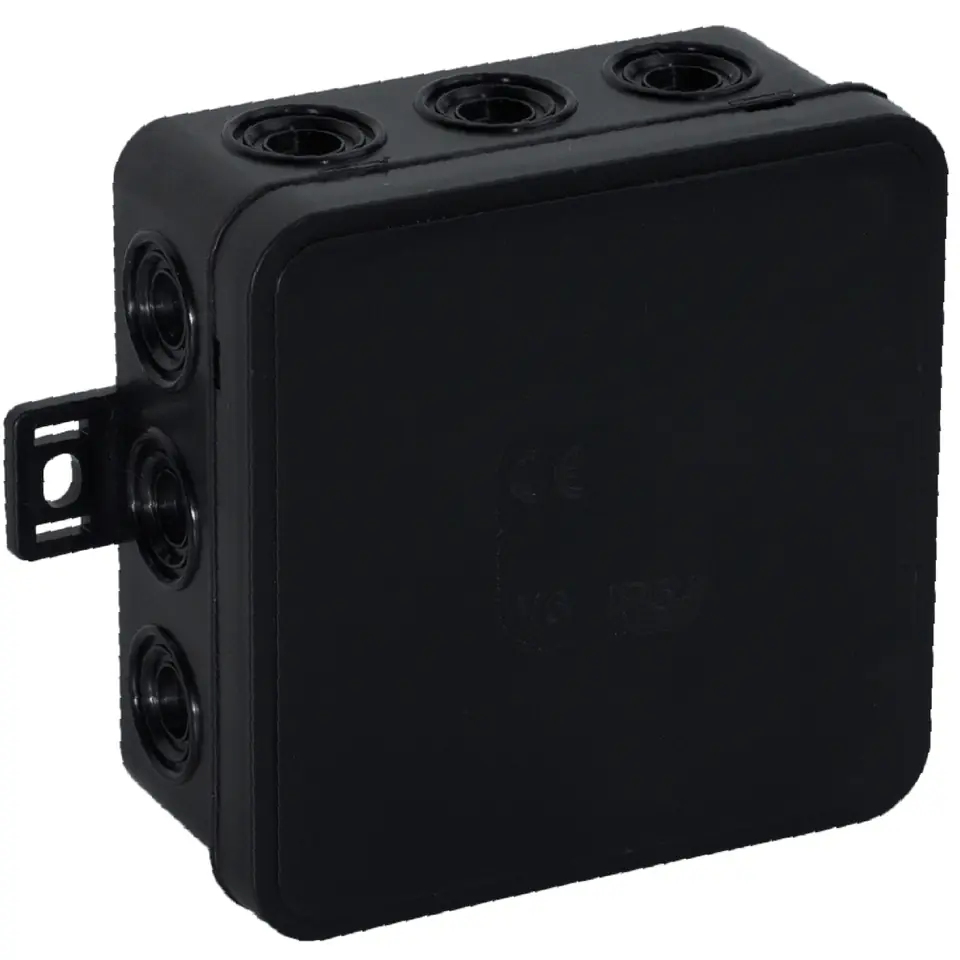 ⁨Puszka n/t CLICK, IP54, 12 przepustów, 85x85x41mm, czarna, 50 szt.⁩ w sklepie Wasserman.eu