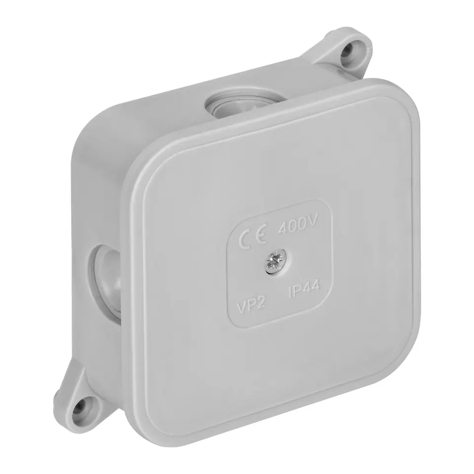 ⁨Puszka n/t ECO, IP44, 400V, 4 dławnice gumowe, 85x85x35mm, szara⁩ w sklepie Wasserman.eu