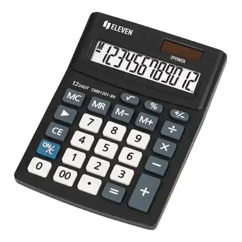 ⁨Eleven Kalkulator CMB1201-BK, czarna, biurkowy, 12 miejsc, podwójne zasilanie⁩ w sklepie Wasserman.eu