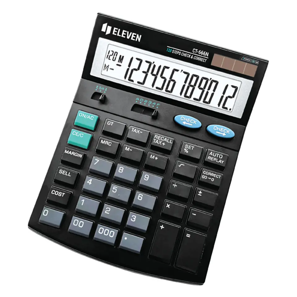 ⁨Eleven Kalkulator CT666N, czarna, biurkowy z obliczaniem VAT, 12 miejsc, automatyczne wyłączanie⁩ w sklepie Wasserman.eu