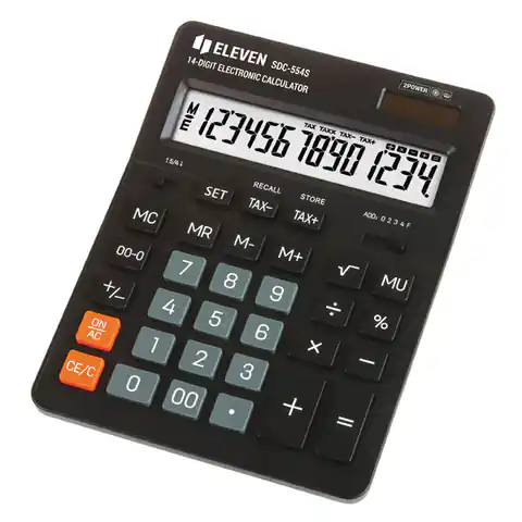 ⁨Eleven Kalkulator SDC554S, czarna, stołowy, 14 miejsc, podwójne zasilanie⁩ w sklepie Wasserman.eu