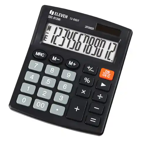 ⁨Eleven Kalkulator SDC812NR, czarna, biurkowy, 12 miejsc, podwójne zasilanie⁩ w sklepie Wasserman.eu