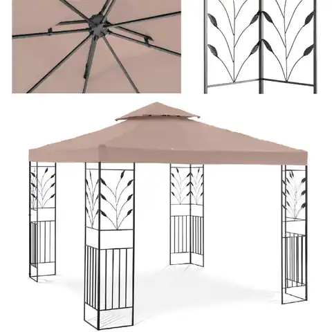 ⁨Pawilon ogrodowy namiot altana zadaszenie składane z ornamentem 3 x 3 x 2.6 m beżowe⁩ w sklepie Wasserman.eu